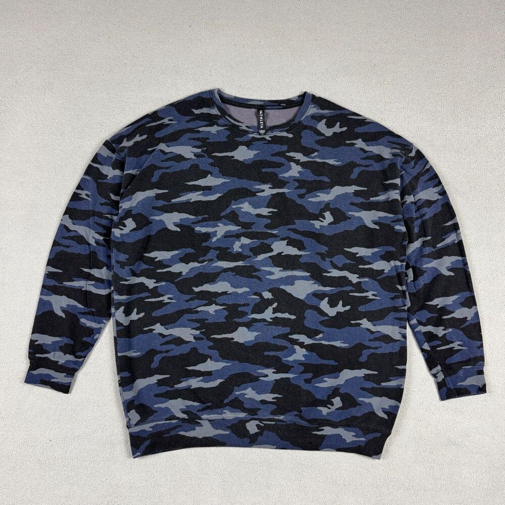 Athleta Sweatshirt Pullover Womens LT Camo Camouflage Blue Gray Crewneck Top